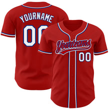 Load image into Gallery viewer, Custom Red White-Royal Authentic Baseball Jersey
