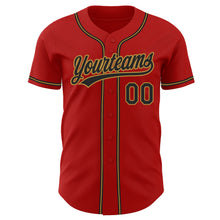 Load image into Gallery viewer, Custom Red Black-Old Gold Authentic Baseball Jersey
