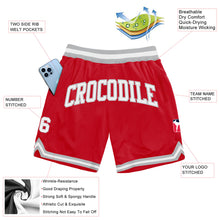 Load image into Gallery viewer, Custom Red White-Gray Authentic Throwback Basketball Shorts
