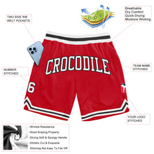 Load image into Gallery viewer, Custom Red White-Black Authentic Throwback Basketball Shorts
