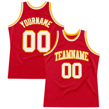 Load image into Gallery viewer, Custom Red White-Gold Authentic Throwback Basketball Jersey
