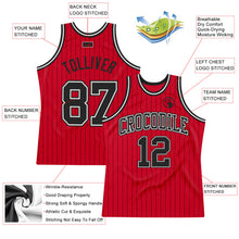 Load image into Gallery viewer, Custom Red Black Pinstripe Black-White Authentic Basketball Jersey
