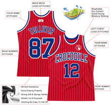 Load image into Gallery viewer, Custom Red White Pinstripe Royal-White Authentic Basketball Jersey
