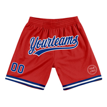 Custom Red Royal-White Authentic Throwback Basketball Shorts
