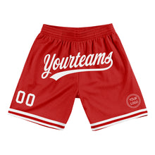 Load image into Gallery viewer, Custom Red White Authentic Throwback Basketball Shorts
