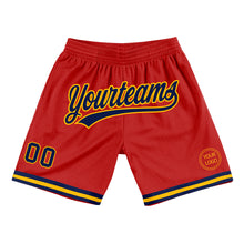 Load image into Gallery viewer, Custom Red Navy-Gold Authentic Throwback Basketball Shorts
