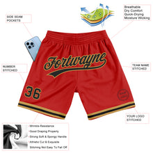 Load image into Gallery viewer, Custom Red Black-Old Gold Authentic Throwback Basketball Shorts
