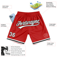 Load image into Gallery viewer, Custom Red White-Black Authentic Throwback Basketball Shorts
