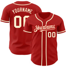 Load image into Gallery viewer, Custom Red Cream Authentic Baseball Jersey
