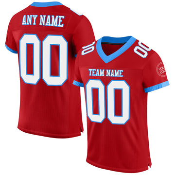 Custom Red White-Electric Blue Mesh Authentic Football Jersey