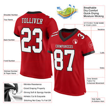 Load image into Gallery viewer, Custom Red White-Black Mesh Authentic Football Jersey
