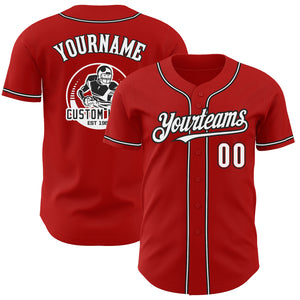 Custom Red White-Black Authentic Baseball Jersey