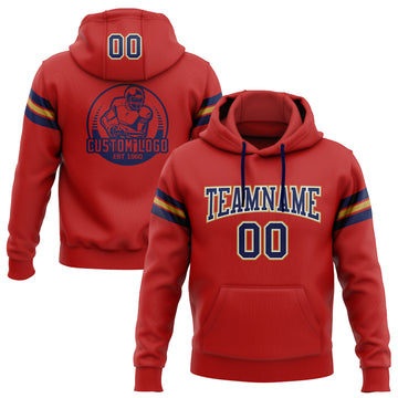 Custom Stitched Red Navy-Old Gold Football Pullover Sweatshirt Hoodie