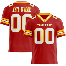 Load image into Gallery viewer, Custom Red White-Gold Mesh Authentic Football Jersey
