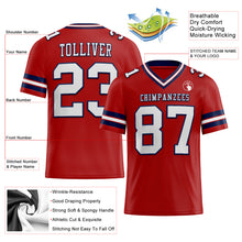 Load image into Gallery viewer, Custom Red White-Navy Mesh Authentic Football Jersey
