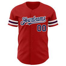 Load image into Gallery viewer, Custom Red Navy-White Authentic Baseball Jersey
