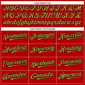 Custom Red Black-Old Gold Authentic Baseball Jersey