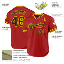 Load image into Gallery viewer, Custom Red Black-Gold Authentic Throwback Baseball Jersey
