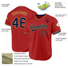 Load image into Gallery viewer, Custom Red Navy-Old Gold Authentic Throwback Baseball Jersey
