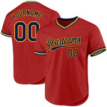 Load image into Gallery viewer, Custom Red Navy Authentic Throwback Baseball Jersey
