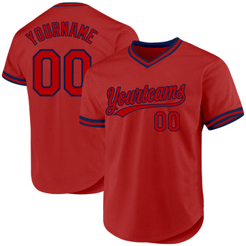 Custom Red White-Royal Authentic Throwback Baseball Jersey