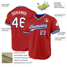 Load image into Gallery viewer, Custom Red White-Black Authentic Throwback Baseball Jersey
