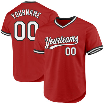 Custom Red Gray-Black Authentic Throwback Baseball Jersey