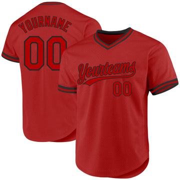 Custom Red White Authentic Throwback Baseball Jersey