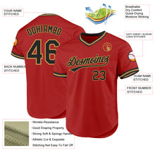 Load image into Gallery viewer, Custom Red Black-Old Gold Authentic Throwback Baseball Jersey
