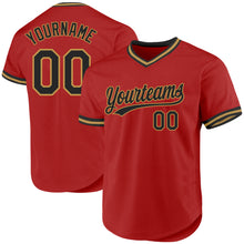 Load image into Gallery viewer, Custom Red Black-Old Gold Authentic Throwback Baseball Jersey
