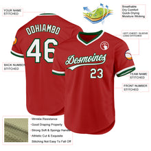 Load image into Gallery viewer, Custom Red White-Green Authentic Throwback Baseball Jersey
