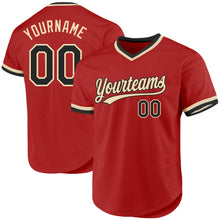 Load image into Gallery viewer, Custom Red Black-Cream Authentic Throwback Baseball Jersey
