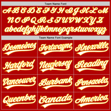 Load image into Gallery viewer, Custom Red White-Gold Authentic Throwback Baseball Jersey
