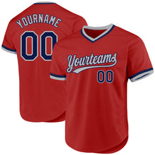 Load image into Gallery viewer, Custom Red Navy-Gray Authentic Throwback Baseball Jersey
