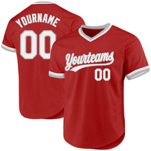 Load image into Gallery viewer, Custom Red White-Gray Authentic Throwback Baseball Jersey
