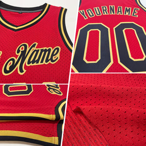 Custom Red White-Navy Authentic Throwback Basketball Jersey