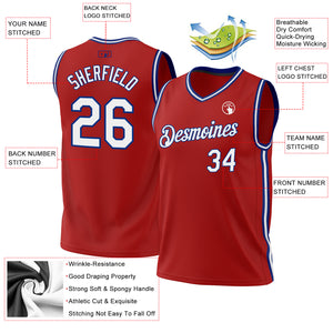 Custom Red White-Royal Authentic Throwback Basketball Jersey