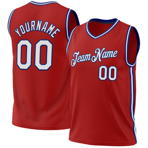 Custom Red White-Royal Authentic Throwback Basketball Jersey