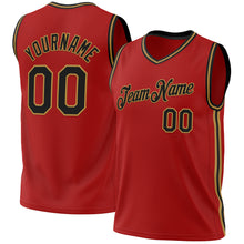 Load image into Gallery viewer, Custom Red Black-Old Gold Authentic Throwback Basketball Jersey
