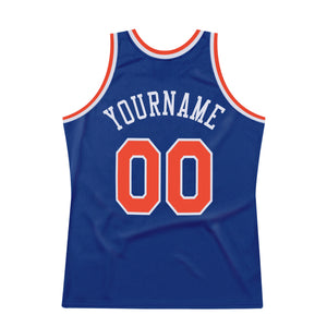 Custom Royal Orange-White Authentic Throwback Basketball Jersey