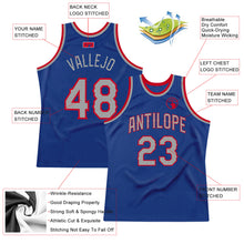 Load image into Gallery viewer, Custom Royal Gray-Red Authentic Throwback Basketball Jersey
