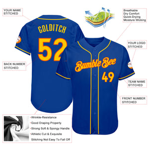 Custom Royal Gold-Orange Authentic Baseball Jersey
