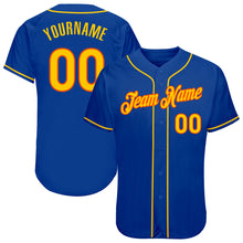 Load image into Gallery viewer, Custom Royal Gold-Orange Authentic Baseball Jersey
