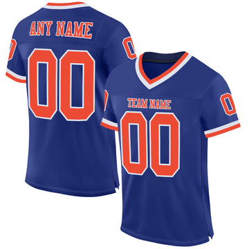 Custom Royal Orange-White Mesh Authentic Throwback Football Jersey