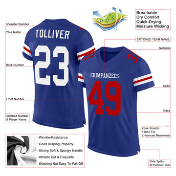 Custom Royal White-Red Mesh Authentic Football Jersey