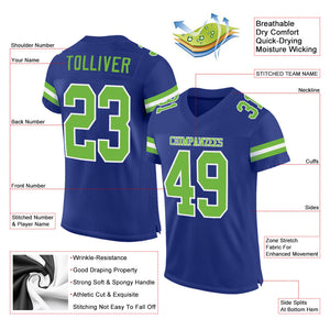 Custom Royal Neon Green-White Mesh Authentic Football Jersey