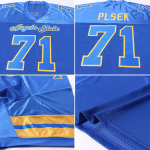 Custom Royal Royal-Gold Mesh Authentic Football Jersey