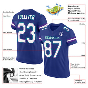 Custom Royal White-Purple Mesh Authentic Football Jersey