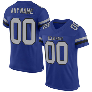 Custom Royal Gray-Black Mesh Authentic Football Jersey