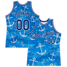 Load image into Gallery viewer, Custom Royal Royal-White 3D Pattern Design Anchors Authentic Basketball Jersey
